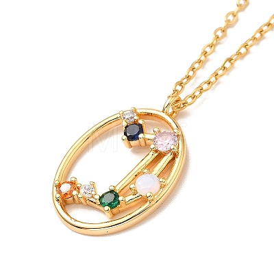 Colorful Cubic Zirconia Constellation Pendant Necklace NJEW-H166-01J-1