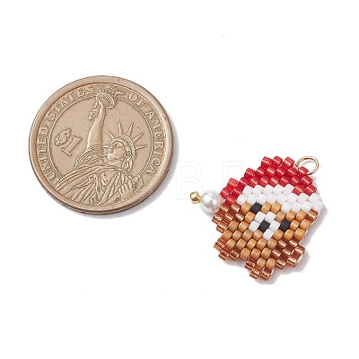 Christmas Themed Glass Seed Beaded Pendants PALLOY-MZ00868-05-1