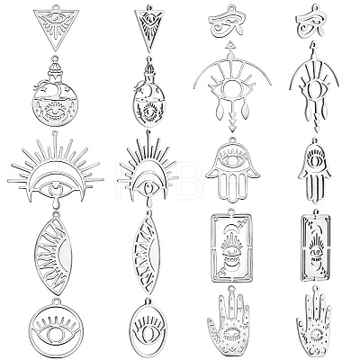 20Pcs 10 Style 201 Stainless Steel Laser Cut Charms STAS-SZ0002-67P-1