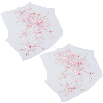 2Pcs 3D Flower Beading Polyster Embroidery Ornaments Accessories DIY-CY0003-64B-1