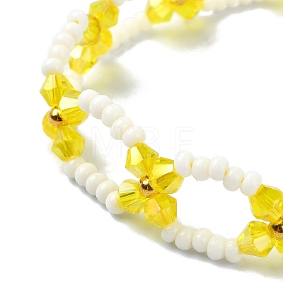 Woven Glass Flower Adjustable Braided Bead Bracelets for Women BJEW-MZ00100-01-1