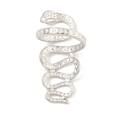 304 Stainless Steel Snake Wrap Open Cuff Ring for Women RJEW-A043-29P-1