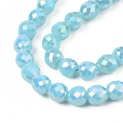 Electroplate Opaque Solid Color Glass Beads Strands EGLA-N002-26-A01-1