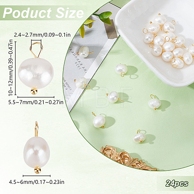 24Pcs Natural Pearl Two Sides Polished Charms PALLOY-HY00055-1