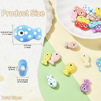 20Pcs 10 Colors Handmade Porcelain Beads PORC-FS0001-64-1