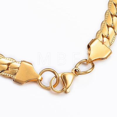 304 Stainless Steel Textured Chain Necklaces NJEW-H445-24G-1