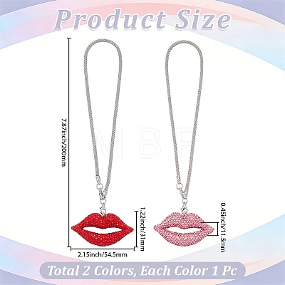 2Pcs 2 Colors Rhinestone Lip Pendant Decorations HJEW-CY0001-02-1
