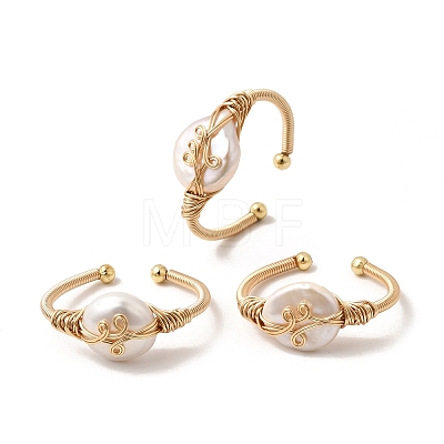 Brass Cuff Open Rings RJEW-D344-03G-1