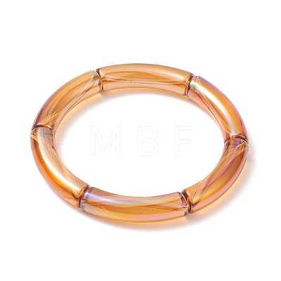 4Pcs 4 Color Acrylic Curved Tube Stretch Bracelets Set for Women BJEW-JB09305-02-1
