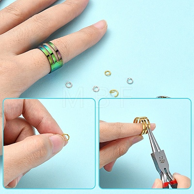 4Pcs 4 Colors Brass Rings RJEW-YW0001-05-1