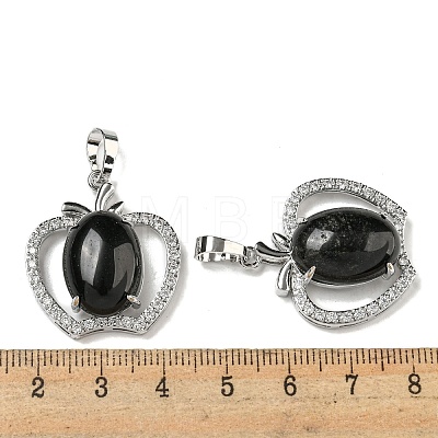 Natural Obsidian with Clear Cubic Zirconia Pendants G-G133-03P-23-1