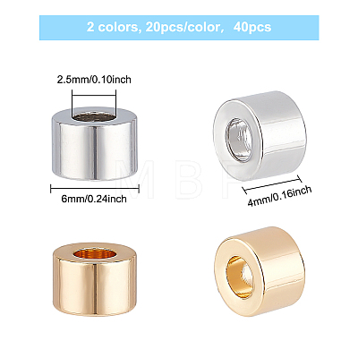 40Pcs 2 Colors Brass Beads KK-BC0009-37-1