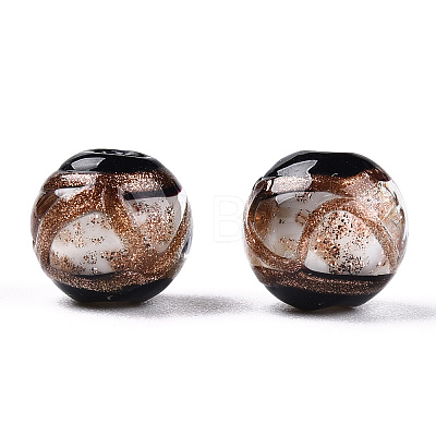 Handmade Gold Sand Lampwork Beads LAMP-T019-8mm-01-1