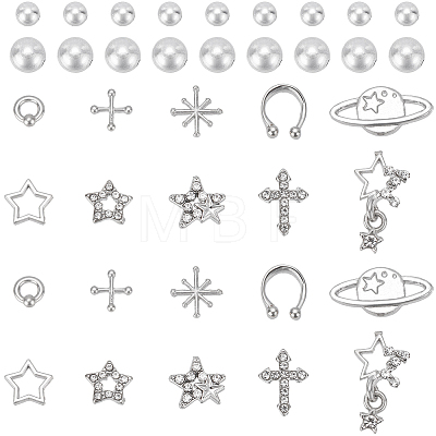 145Pcs 3 Styles Plastic & Resin & Zinc Alloy Rhinestone Cabochons MRMJ-SP0001-41-1