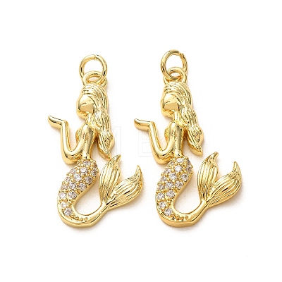 Brass Micro Pave Clear Cubic Zirconia Pendants CU-E003-18G-29-1