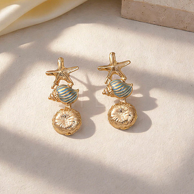 Alloy Enamel Stud Earrings EJEW-Z172-04G-1