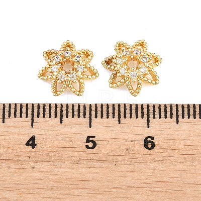 Christmas Brass Clear Cubic Zirconia Beads KK-B186-04G-1