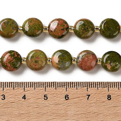 Natural Unakite Beads Strands G-H005-B11-01-1