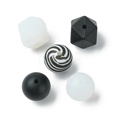 Round/Polygon Food Grade Silicone Focal Beads SIL-F003-06C-1