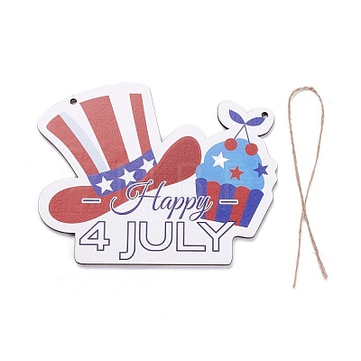 Independence Day Density Board Wooden Wall Ornament Doorplate Pendants HJEW-C004-11-1