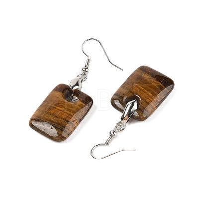 Natutal Tiger Eye Dangle Earrings EJEW-F343-E08-1