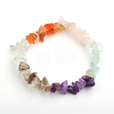 Colorful Gemstone Chips Stretch Bracelets BJEW-JB01546-1