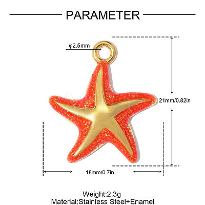304 Stainless Steel with Red Enamel Pendants SA-OY003-38G-1