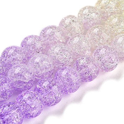 Spray Painted Crackle Glass Beads Strands DGLA-C002-8mm-07-1