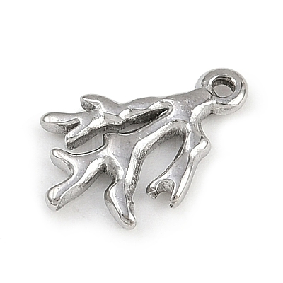 Marine Animal 304 Stainless Steel Coral Shape Charms STAS-K287-07B-P-1