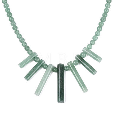 Natural Green Aventurine Round Beaded Fan Bib Necklaces NJEW-N064-04E-1