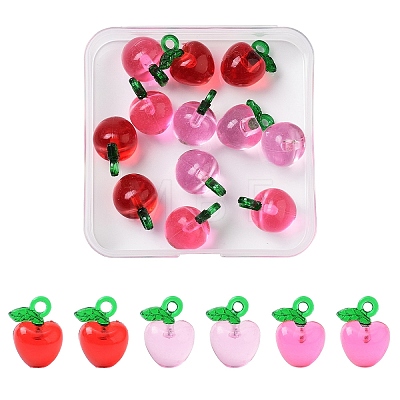 12Pcs 3 Colors Transparent Resin & Acrylic 3D Fruit Pendants FIND-YW0006-01-1