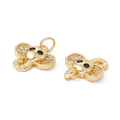 Rack Plating Brass Micro Pave Cubic Zirconia Charms ZIRC-C040-42G-1