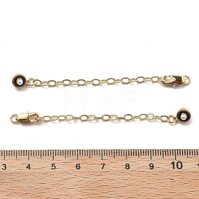 Brass Enamel ABS Imtation Pearl End with Chain KK-B129-27G-02-1