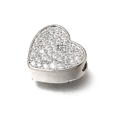 Valentine's Day Brass Micro Pave Clear Cubic Zirconia Beads KK-K427-30P-1