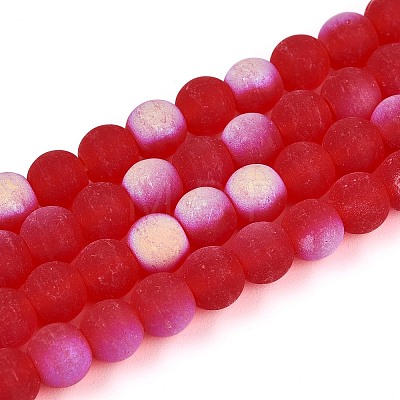 Frosted Transparent Glass Beads Strands GLAA-T032-T6mm-MBB09-1