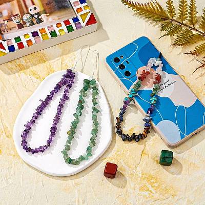 Natural Gemstone Chips Cell Phone Lanyard Wrist Strap HJEW-SW00018-05-1