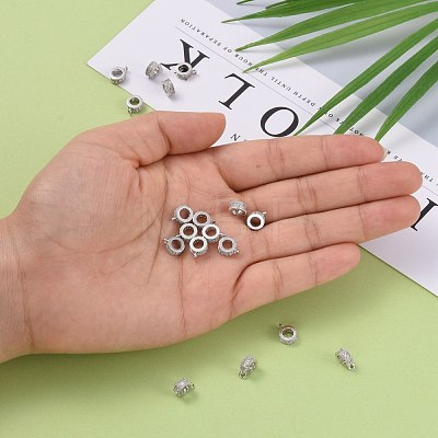 Rack Plating Brass Micro Pave Cubic Zirconia Tube Bails ZIRC-I012-05P-RS-1