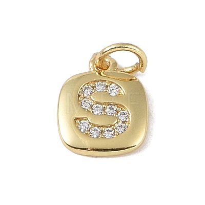 Rack Plating Brass Micro Pave CLear Cubic Zirconia Charms KK-E110-14G-S-1