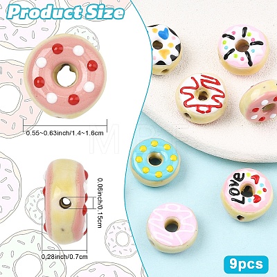 9Pcs 9 Styles Handmade Porcelain Enamel Beads PORC-YW0001-83-1