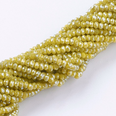 Electroplate Glass Beads Strands GLAA-F079-PL01-1