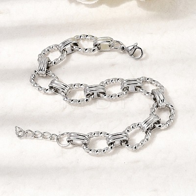 304 Stainless Steel Link Chain Bracelets for Women Men BJEW-L720-02P-1