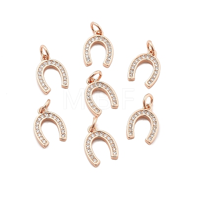 CZ Brass Micro Pave Cubic Zirconia Horse Shoe Charms LS-ZIRC-L018-13RG-1