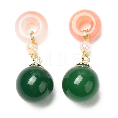 Natural Green Agate Round Pendants G-R491-03G-1