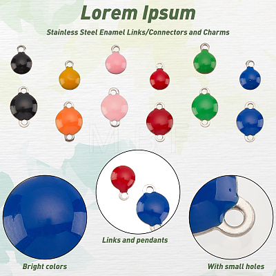 72Pcs 12 Style Ion Plating(IP) 304 Stainless Steel Enamel Links/Connectors and Charms STAS-UN0032-11-1