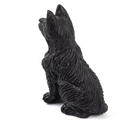 Natural Obsidian Wolf Figurines Statues for Home Office Desktop Feng Shui Ornament G-Q172-13A-1