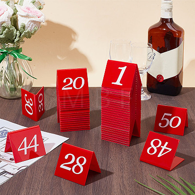 50Pcs Numbers 1~50 Acrylic Table Signs AJEW-OC0015-46-1