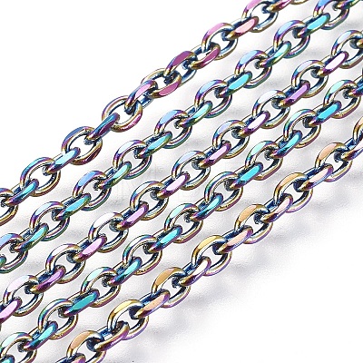 Ion Plating(IP) 304 Stainless Steel Cable Chain Necklaces NJEW-P251-01A-1
