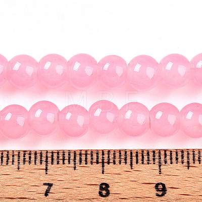 Baking Paint Imitation Jade Glass Round Bead Strands X-DGLA-Q021-6mm-03-1