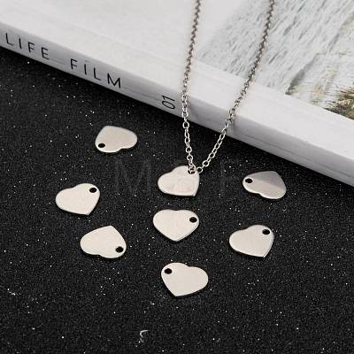 304 Stainless Steel Stamping Blank Tag Flat Heart Charms Pendants STAS-Q171-01-1
