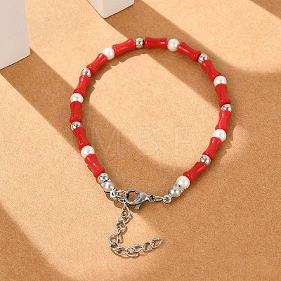 304 Stainless Steel Beaded Bracelets for Women BJEW-M056-08P-02-1